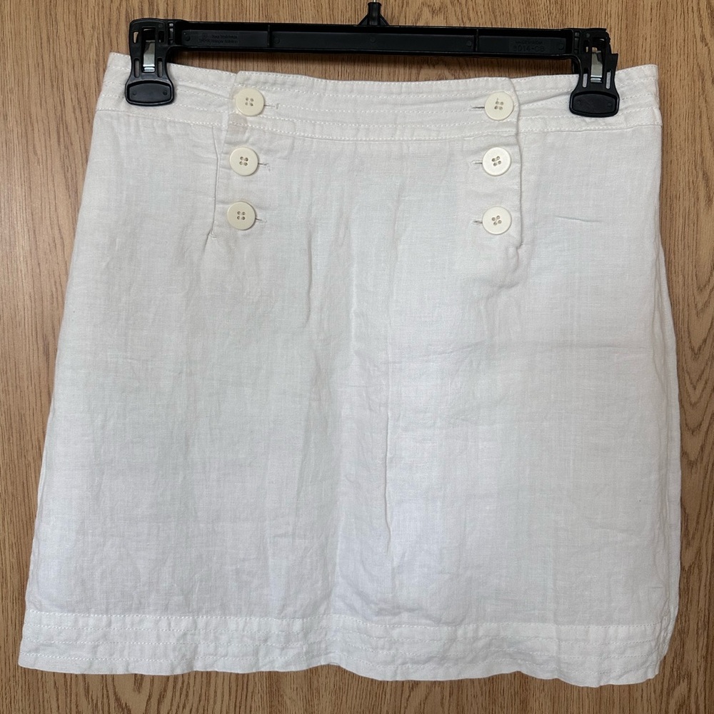 Max Studio White Linen Buttoned Elegant Mini Skirt Women’s 6